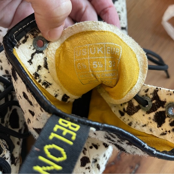 Belonce Combat Boots Women’s 6.5 Cow Print Hairon Grunge Funky Grunge Western - Picture 9 of 10